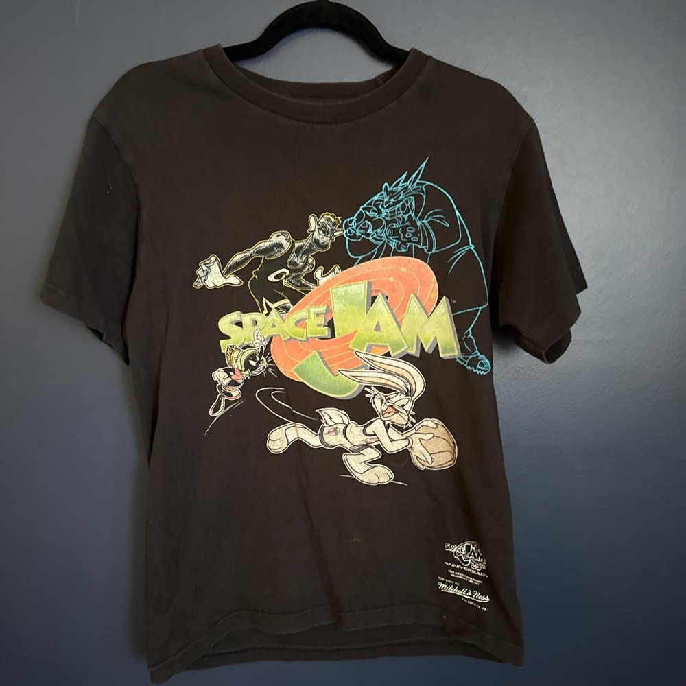 Mitchell & Ness Space Jam Vintage Graphic T-Shirt Mens Small Black Looney Tunes